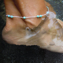 Simple Turquoise and Silver Anklet