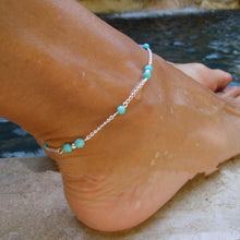 Simple Turquoise and Silver Anklet